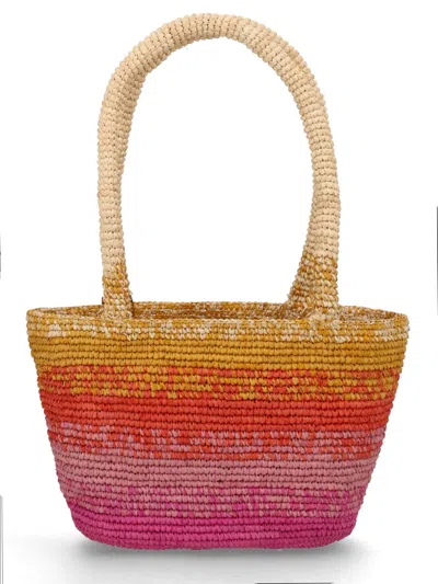 Manebi Medium Panier Gradient Raffia Shoulder Bag In Multi