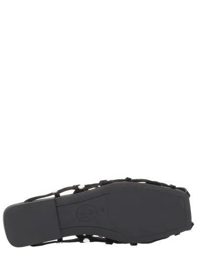 Ash Bone Stud-embellished Cut-out Sandals In Black
