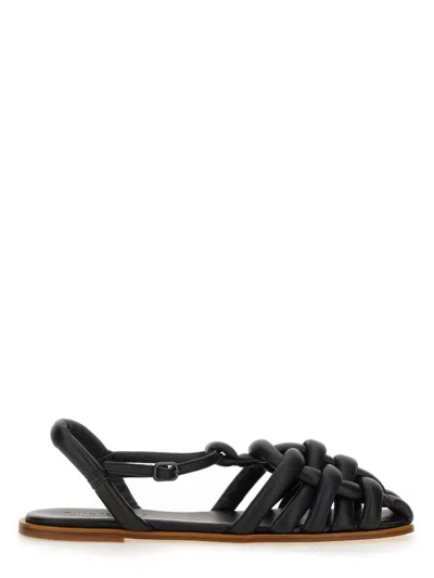 Hereu Cabersa 2 Sandals Braided Design Flat In Black