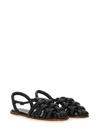 Hereu Cabersa 2 Sandals Braided Design Flat In Black