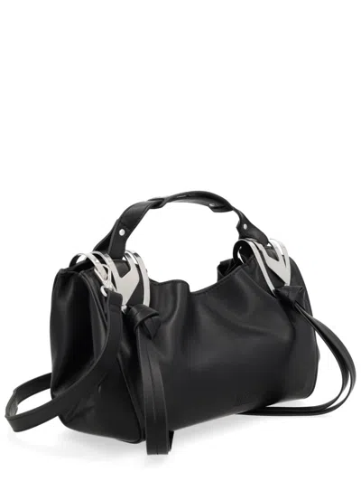 Diesel Leather Knot D Structured Handbag Top Handle In Black