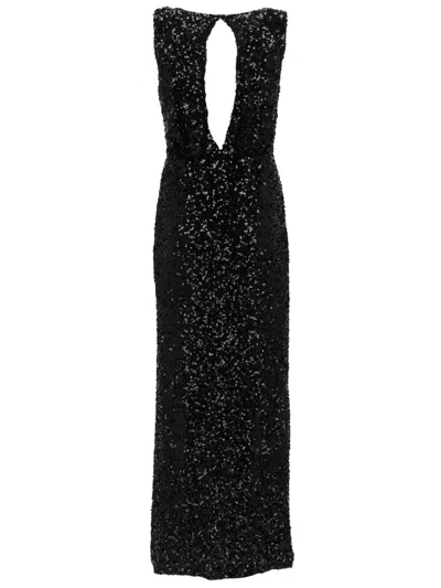 P.a.r.o.s.h P.a.r.o..h. Full Sequin Long Dress In Black