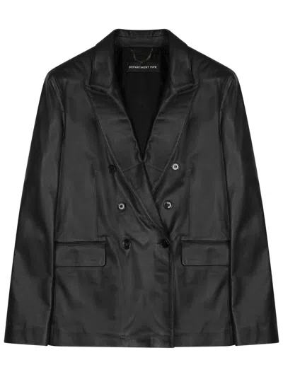 Department Five Black Solid Notched Lapel Jacket In Black