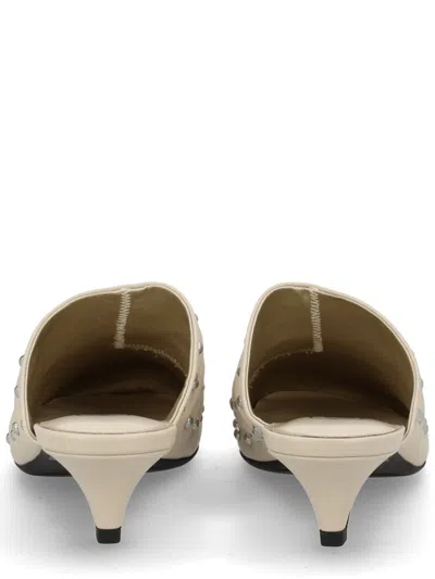 Ash Eloise Pointed Studded Leather Mules In Neutral