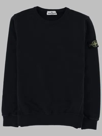 Stone Island Kids Mini Ribbed Neckline Sweatshirt For Boys In Black