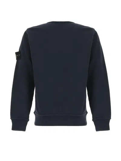 Stone Island Kids Mini Ribbed Neckline Sweatshirt For Boys In Black