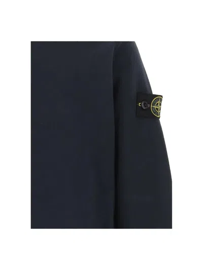 Stone Island Kids Mini Ribbed Neckline Sweatshirt For Boys In Black