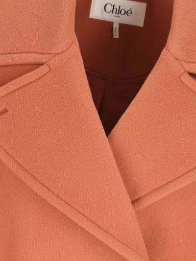 Chloé Oversized Wool-blend Peacoat In Orange
