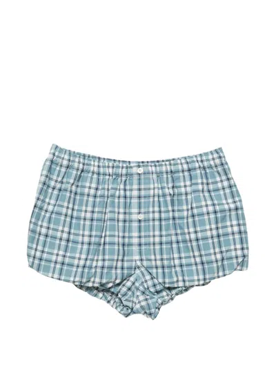 Acne Studios Organic Cotton Lounge Shorts Plaid Pattern In Blue