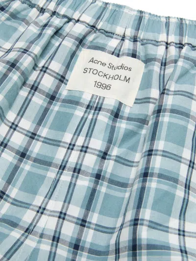 Acne Studios Organic Cotton Lounge Shorts Plaid Pattern In Blue