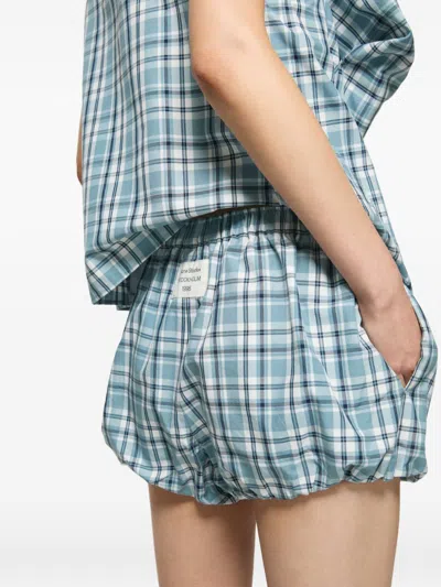 Acne Studios Organic Cotton Lounge Shorts Plaid Pattern In Blue
