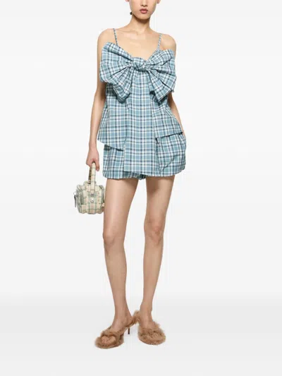 Acne Studios Organic Cotton Lounge Shorts Plaid Pattern In Blue