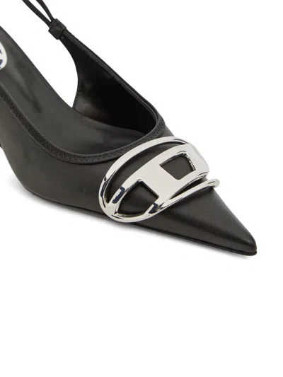 Diesel Venus Leather Slingback Pumps Kitten Heel In Black