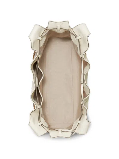Tory Burch Fleming 大号皮革手提包 In Ecru