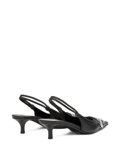 Diesel Venus Leather Slingback Pumps Kitten Heel In Black