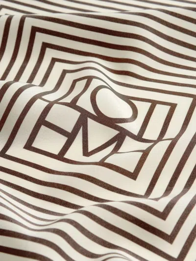 Totême Centered Monogram Silk Scarf Macadamia In Multi