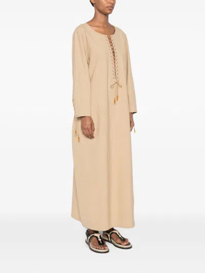 Tory Burch 亚麻长罩衫裙 In Neutral