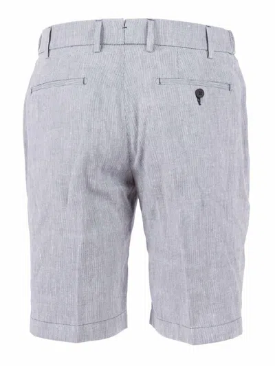 Berwich Light Blue Striped Tailored Shorts In Blu