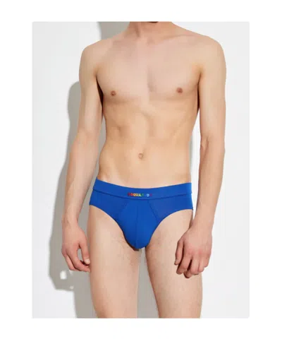 Dsquared2 Logo-embroidered Briefs In Blue