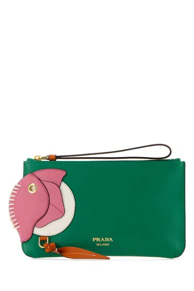 Prada Busta Con Lampo In Green