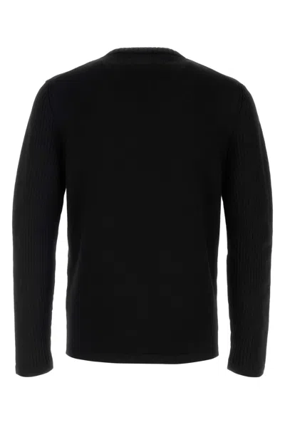 Prada Knit Top Long Sleeves Chest Pocket Ribbed In Black