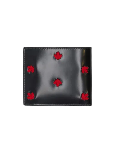 Dsquared2 枫叶钱包 In Black+red