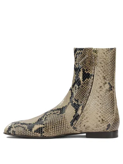 Khaite Colt Python-embossed Leather Bootie In Brown