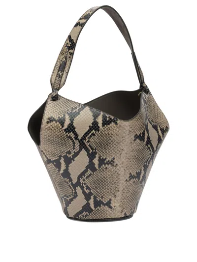 Khaite Small Lotus Python Print Leather Shoulder Bag In Pattern