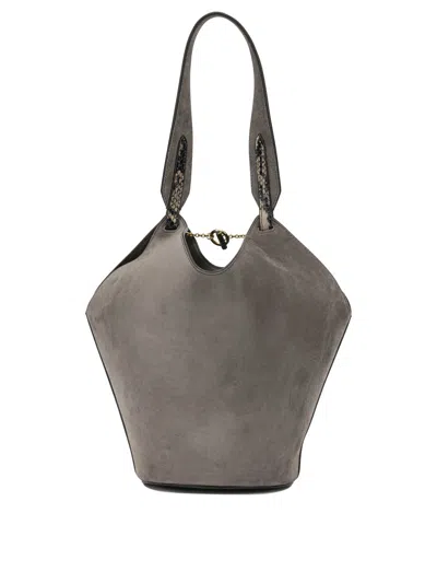 Khaite Small Lotus Python Print Leather Shoulder Bag In Pattern