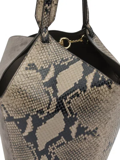 Khaite Small Lotus Python Print Leather Shoulder Bag In Pattern