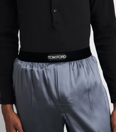 Tom Ford Silk-blend Pyjama Trousers In Grey