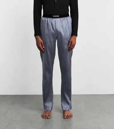 Tom Ford Silk-blend Pyjama Trousers In Grey