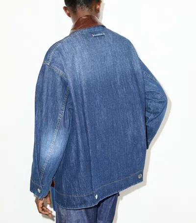 Max & Co . Denim Contrast Collar Jacket In Multi