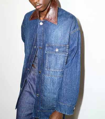 Max & Co . Denim Contrast Collar Jacket In Multi