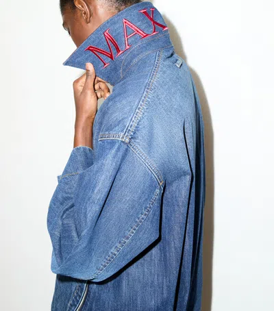Max & Co . Denim Contrast Collar Jacket In Multi