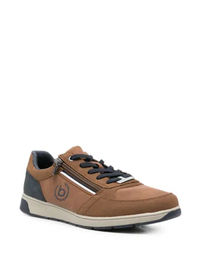 Bugatti Logo-debossed Side-zip Sneakers In Brown