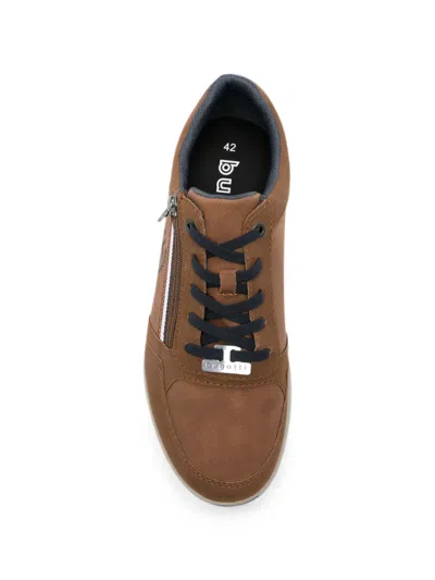 Bugatti Logo-debossed Side-zip Sneakers In Brown