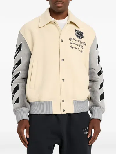 Off-white Logo-embroidered Varsity Jacket In Multi