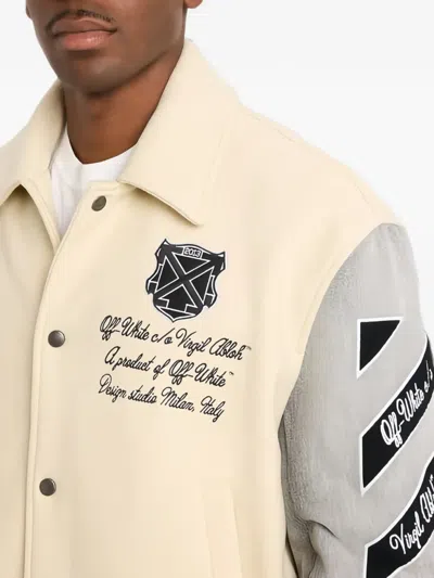 Off-white Logo-embroidered Varsity Jacket In Multi