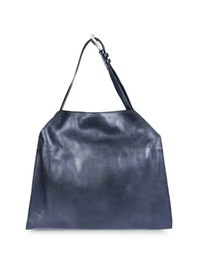 Orciani Trinity M Lagoon Smooth Leather Shoulder Bag In Blue