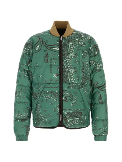 Moncler Printed Polyester Reversible Chalvron Down Jacket In Green