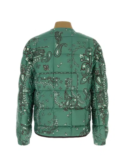 Moncler Printed Polyester Reversible Chalvron Down Jacket In Green
