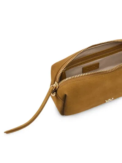 Pinko Rectangular Mini Suede Shoulder Bag With Textured Strap In Brown