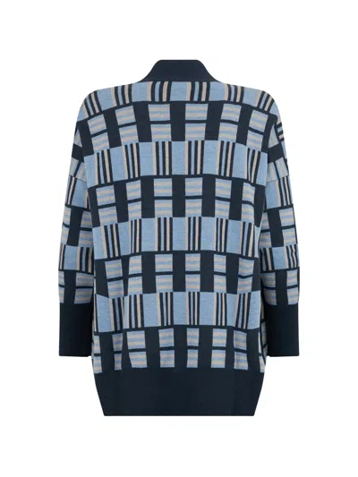 Moorer Geometric-pattern Cardigan In Blue