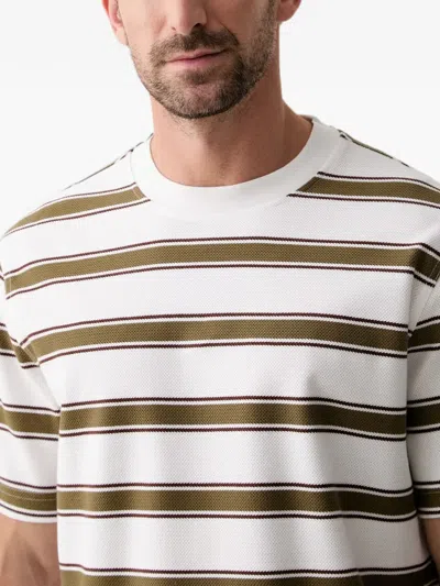 Barbour Browtop Striped-pattern Relaxed-fit T-shirt In White