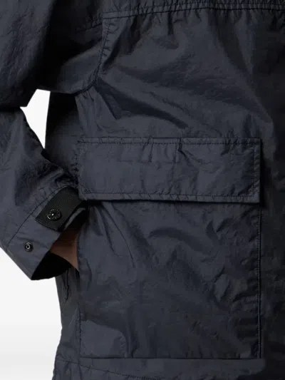 Stone Island Neutral Technical Fabric Sleeve Patch Jacket In Blue