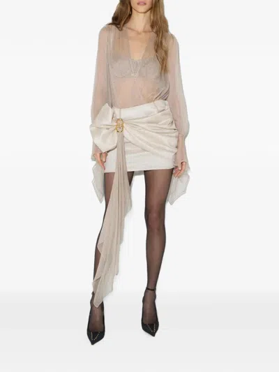 Elisabetta Franchi 마이크로 폴카 도트 프린트 크레폰 미니 스커트 In Multi