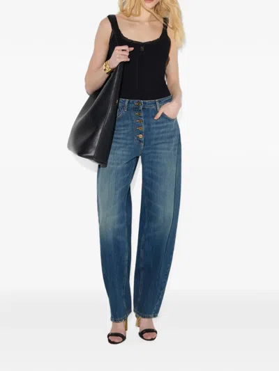 Elisabetta Franchi 주얼 버튼 벌룬 진 In Multi