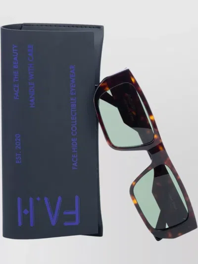 Facehide Rectangular Sunglasses Lenses Tortoiseshell Frame Design
