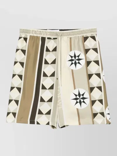 Loewe Silk Shorts Geometric Pattern Mid Length In Multi